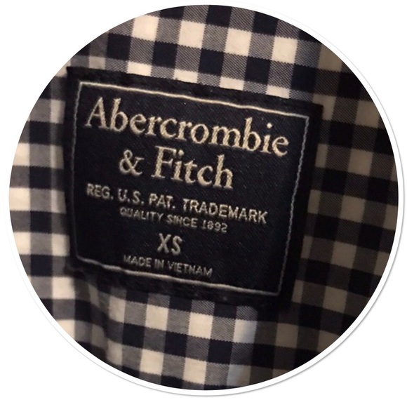 Abercrombie & fitch mens dark navy gingham shirt - Picture 8 of 8